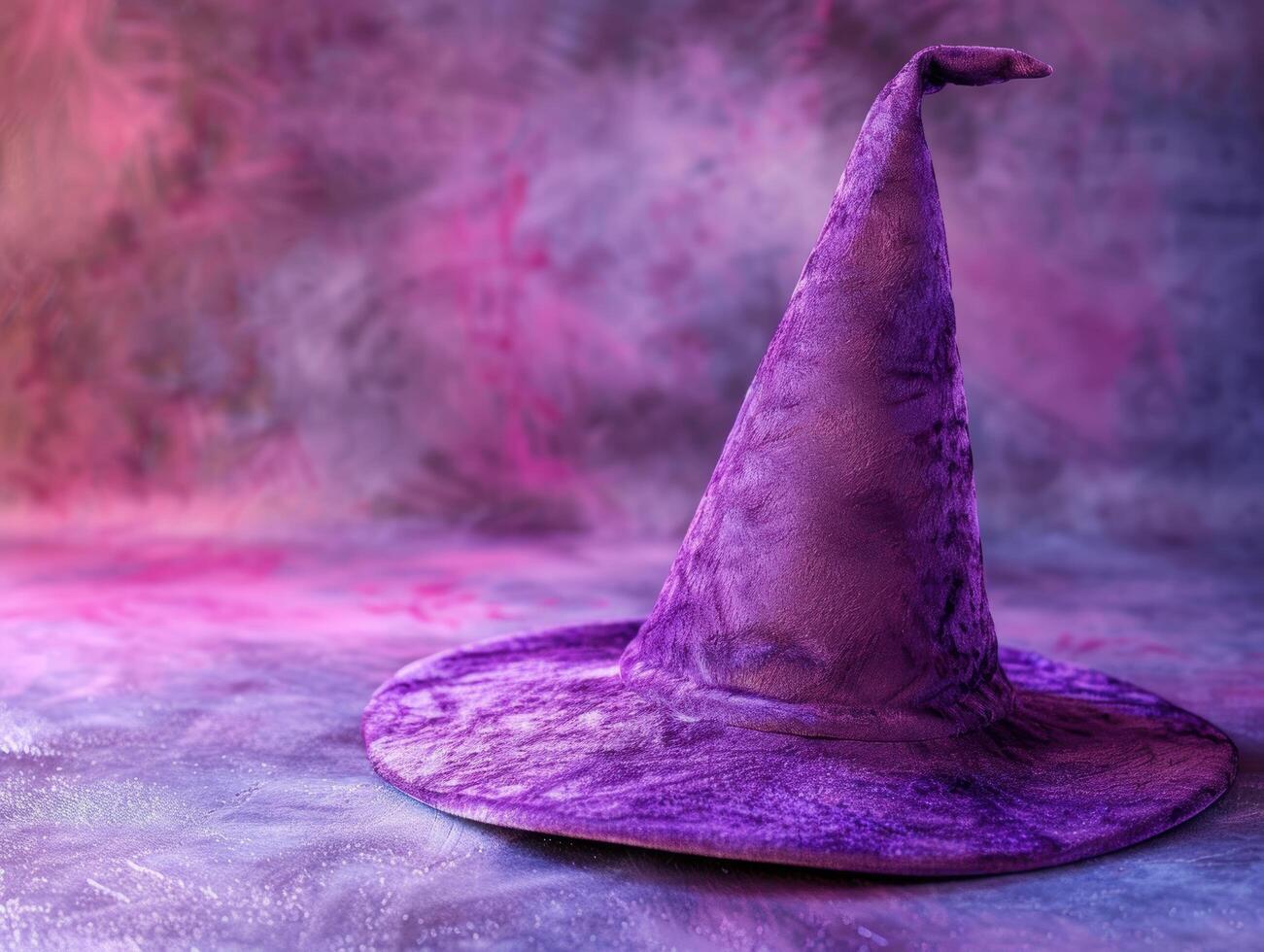 Magical witchs hat in purple haze photo