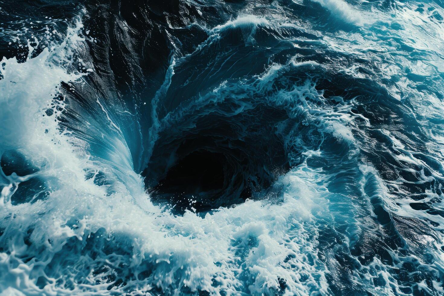 Powerful ocean waves crashing against rocky cliffs photo