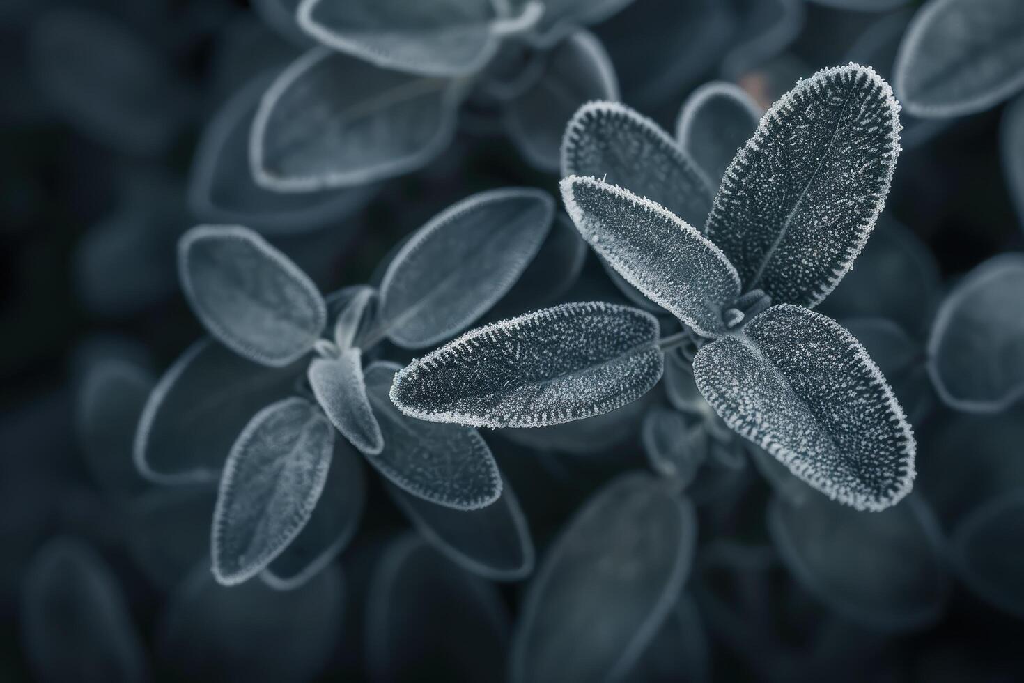 Closeup of frosty succulent leaves photo