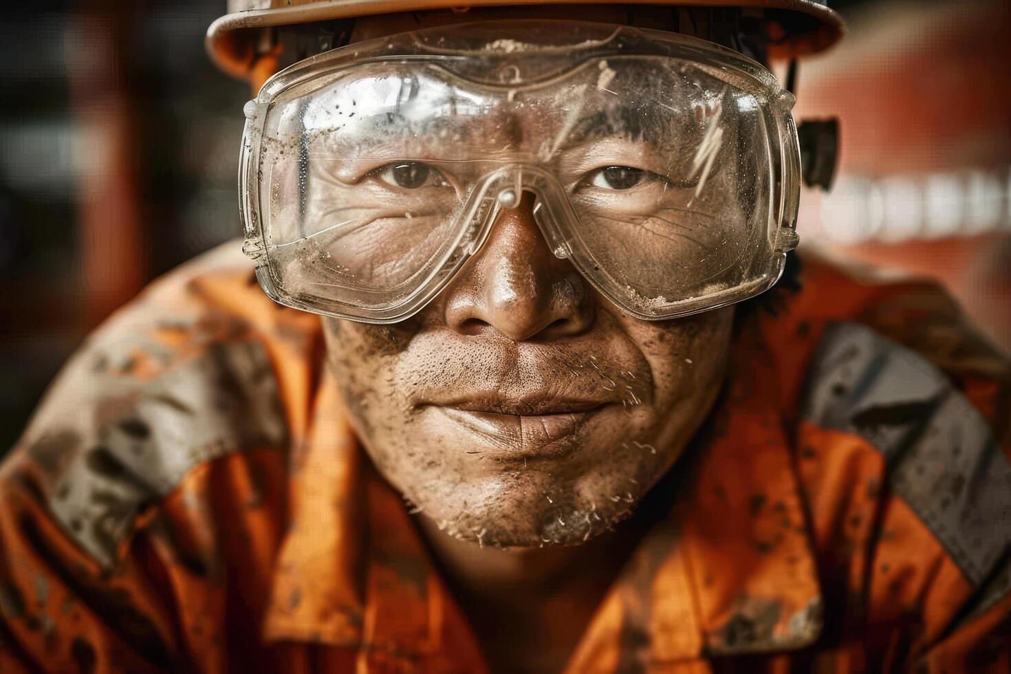 Rugged worker in protective goggles photo