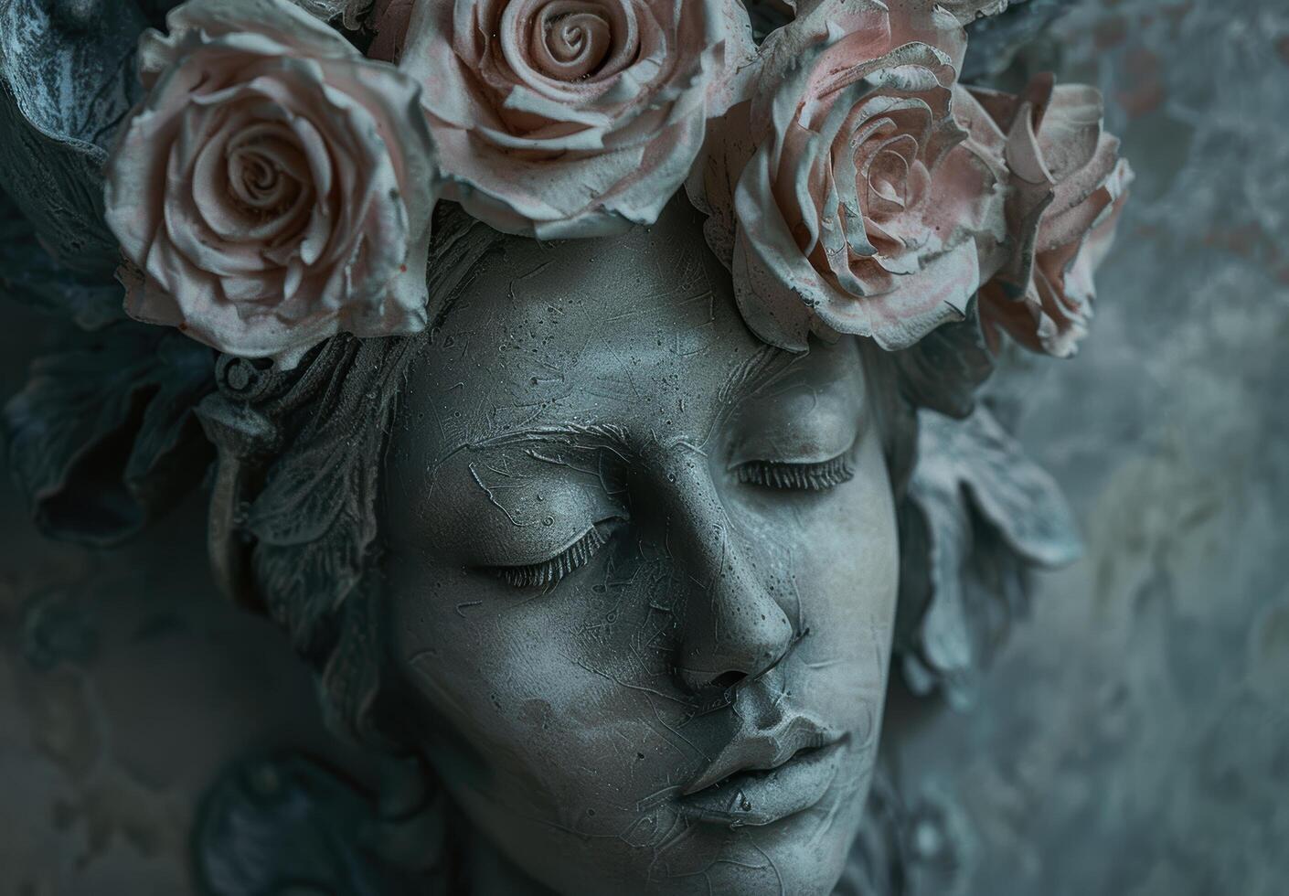 Ethereal portrait of a woman with rose crown photo