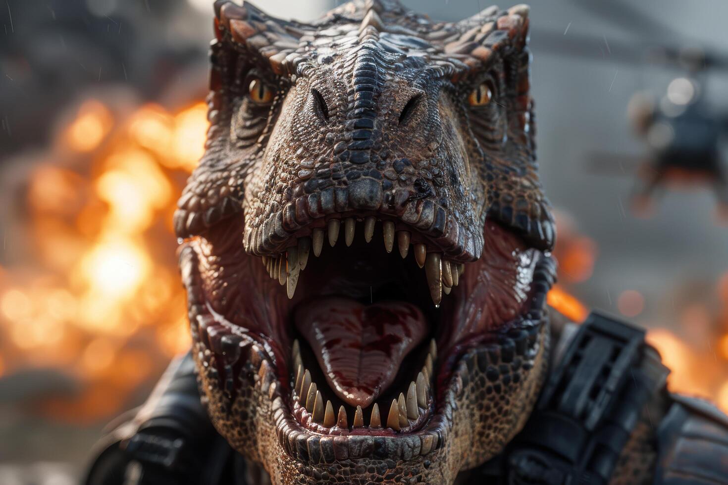 Fierce Dinosaur Roaring with Intense Expression photo