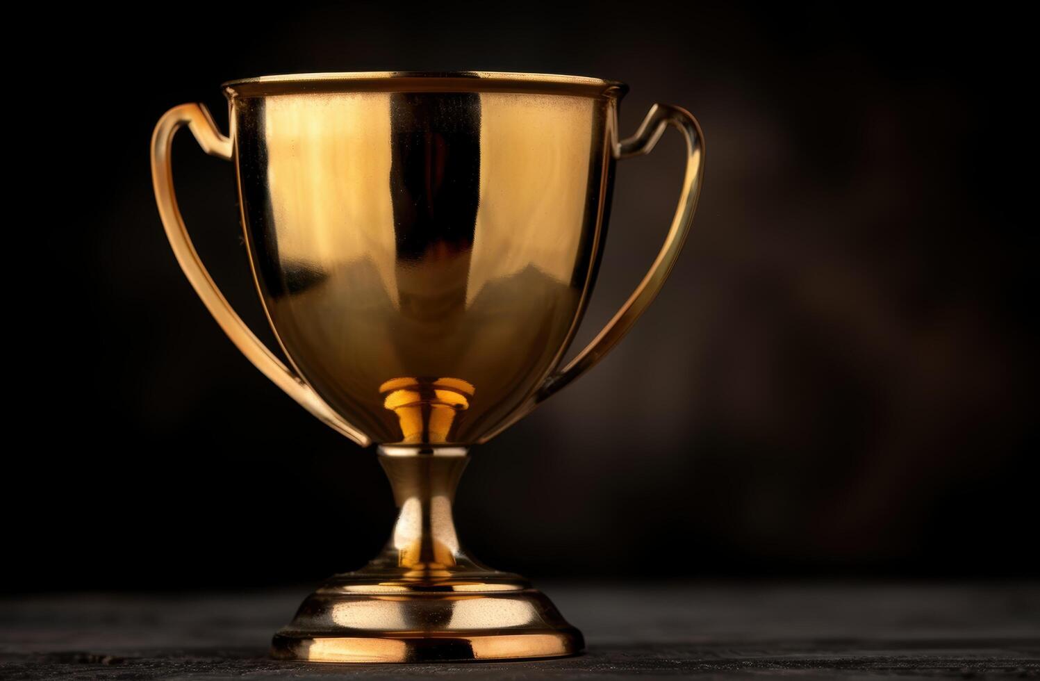 golden trophy on dark background photo