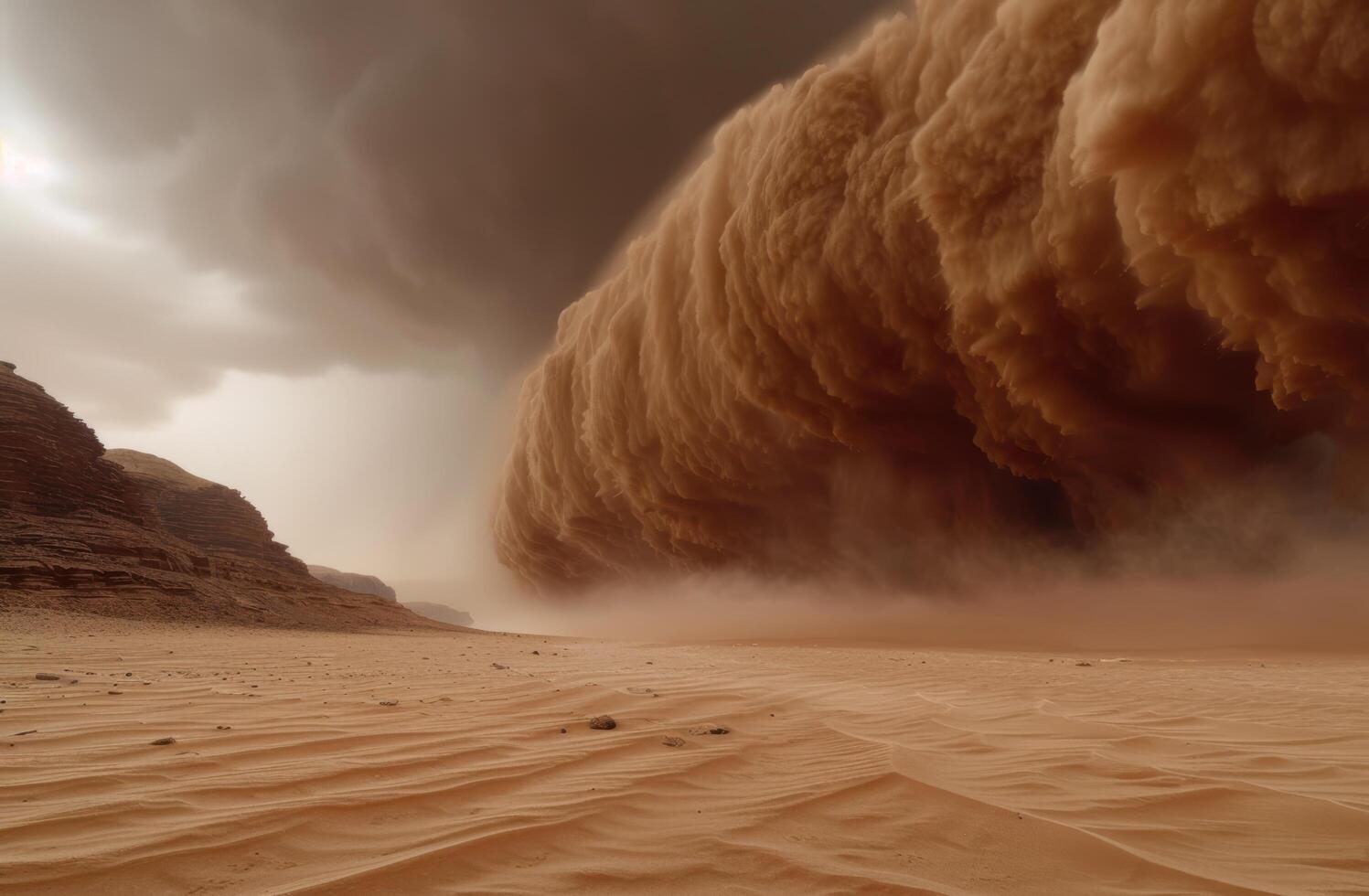 Dramatic desert storm landscape photo