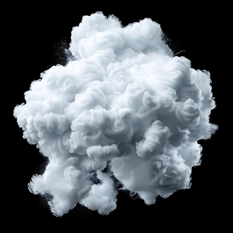 Dramatic cloud explosion on black background photo