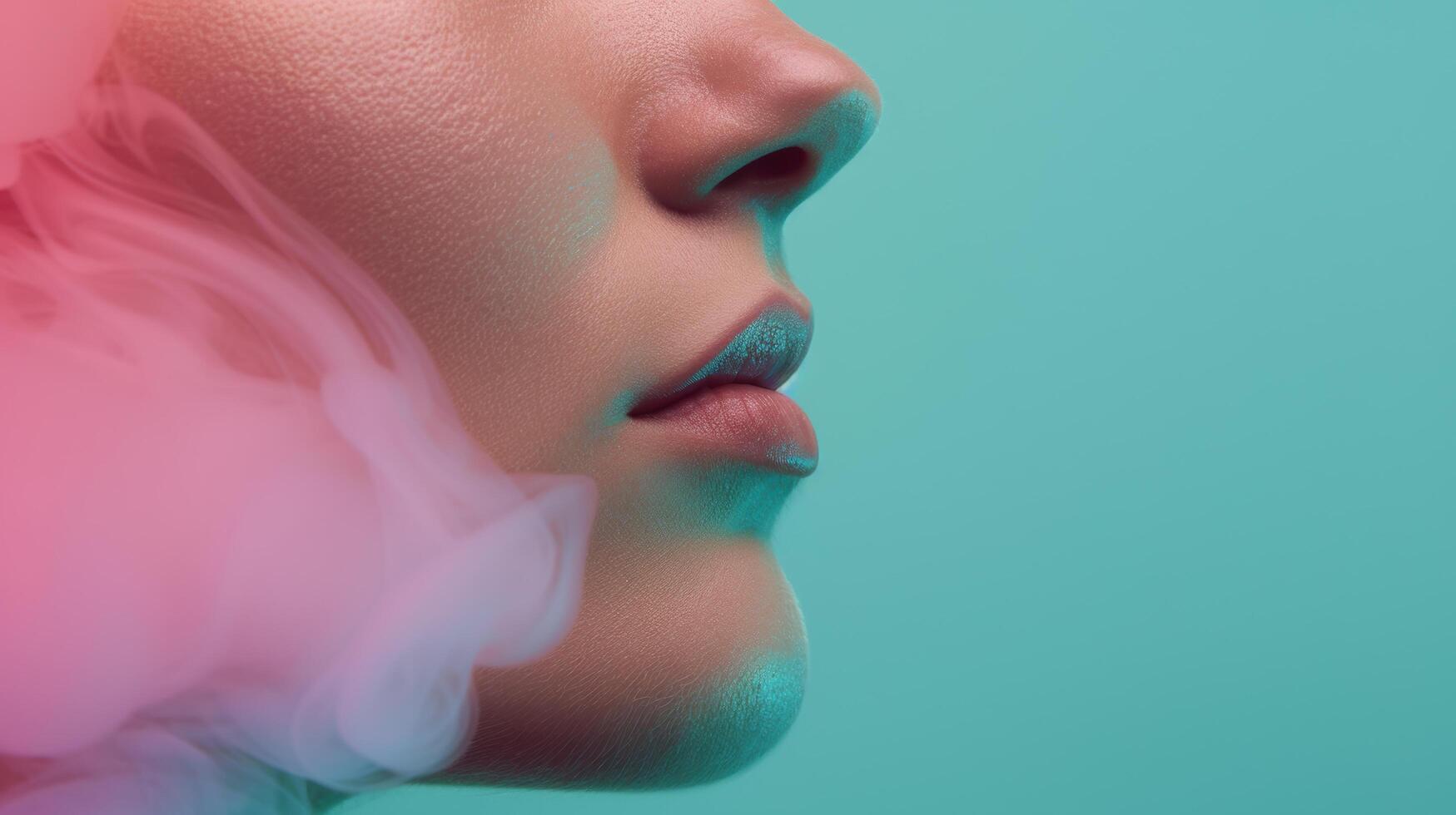 close up portrait of a person with colorful makeup photo