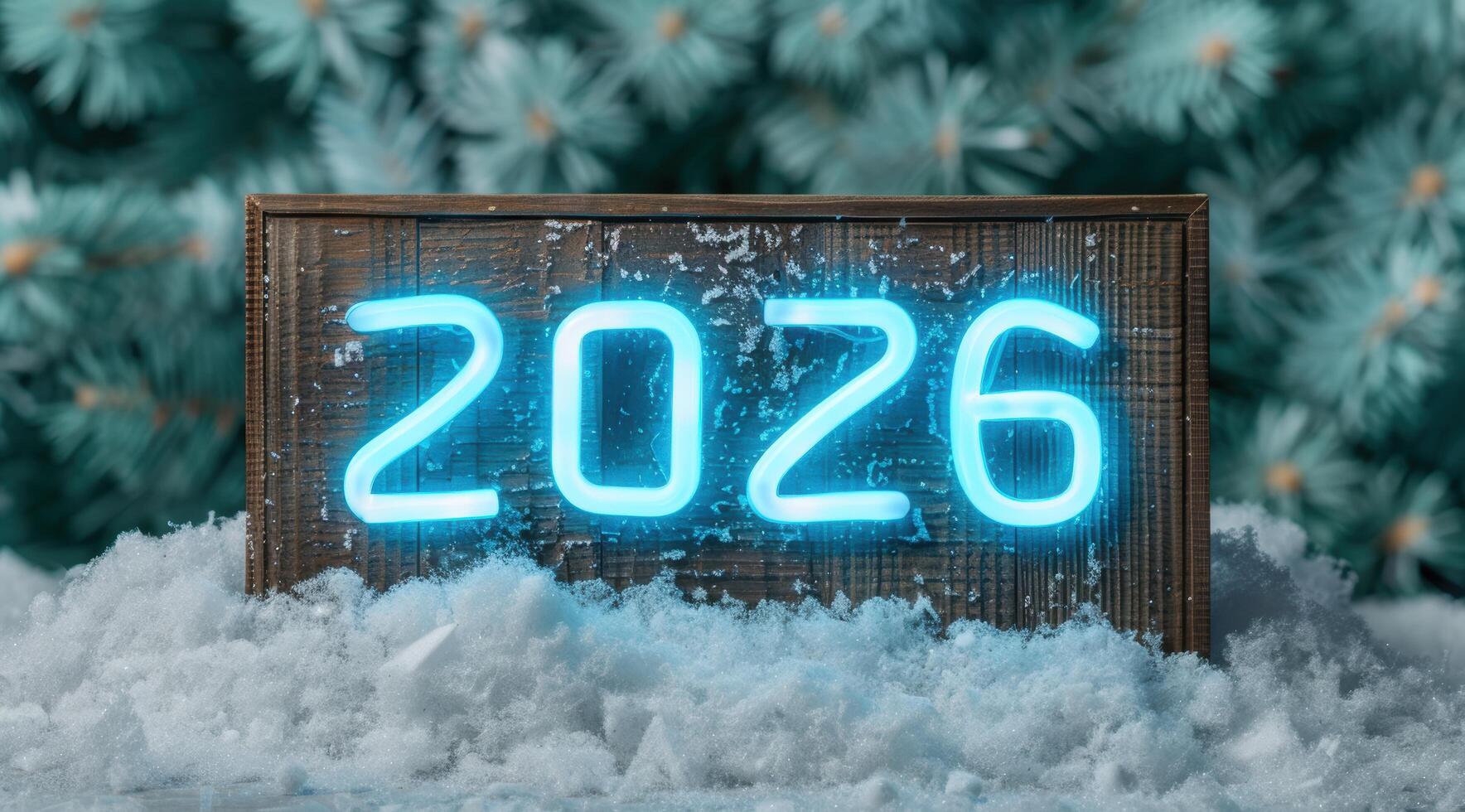 new year 2026 in snowy winter scene photo