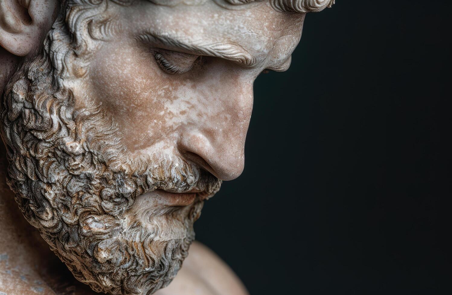 Close up of a weathered stone sculpture photo