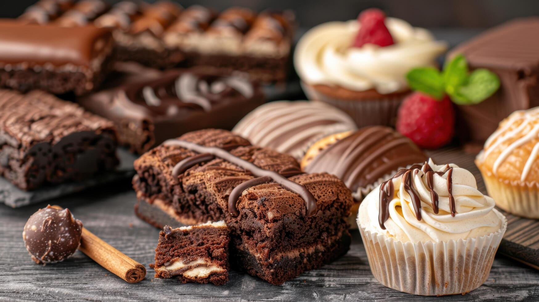 Assortment of delicious chocolate desserts photo
