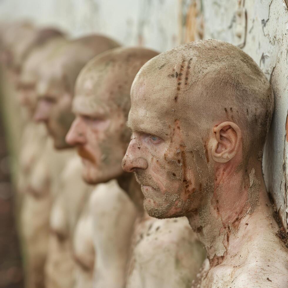 Weathered and worn human faces photo