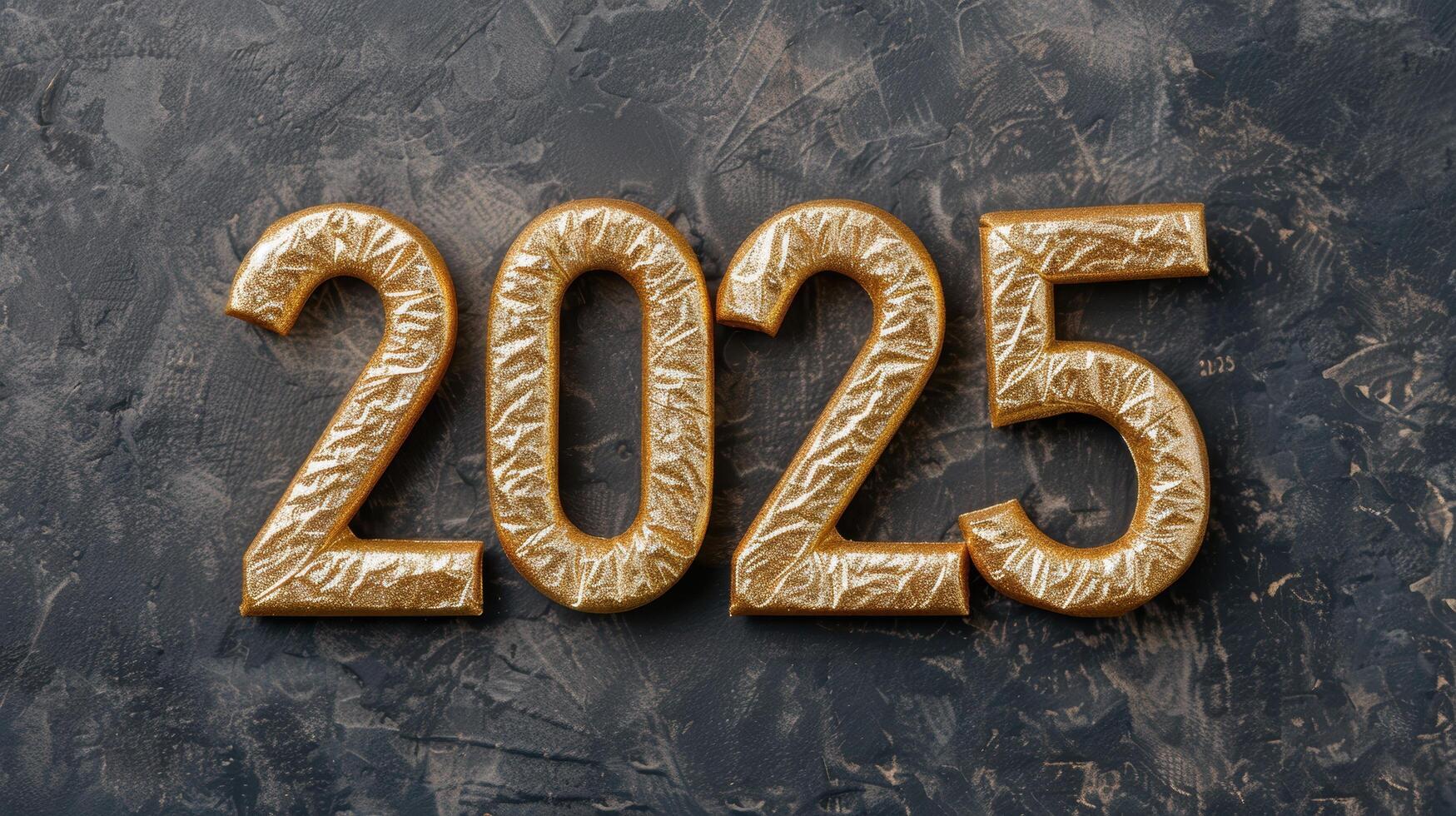 golden new year 2025 numbers on dark background photo