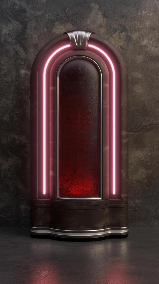 Futuristic glowing red neon arch photo