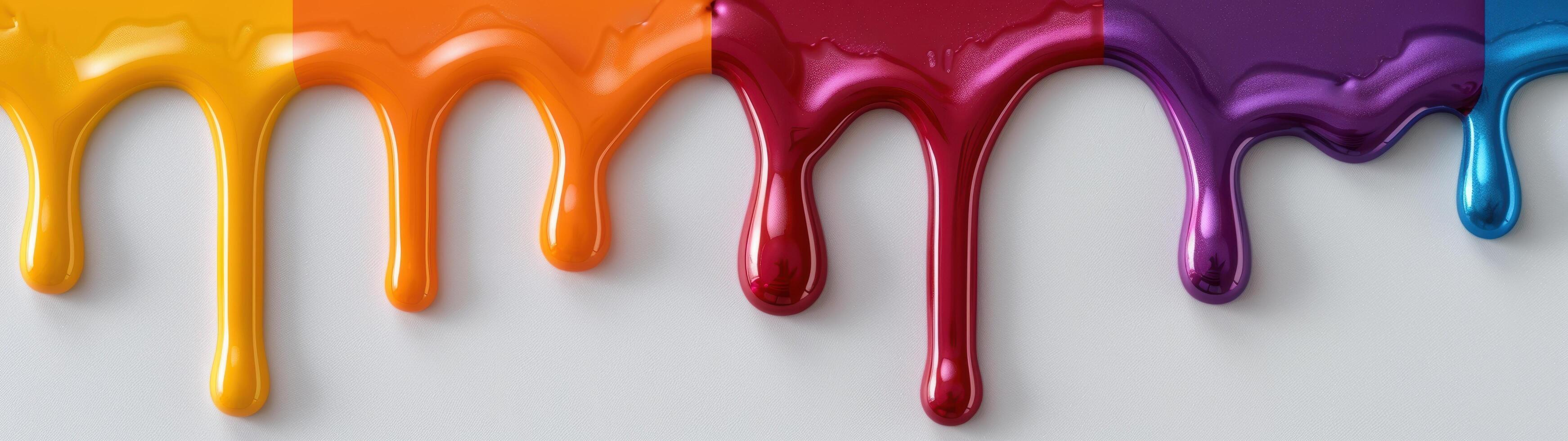 Colorful paint dripping on a white background photo