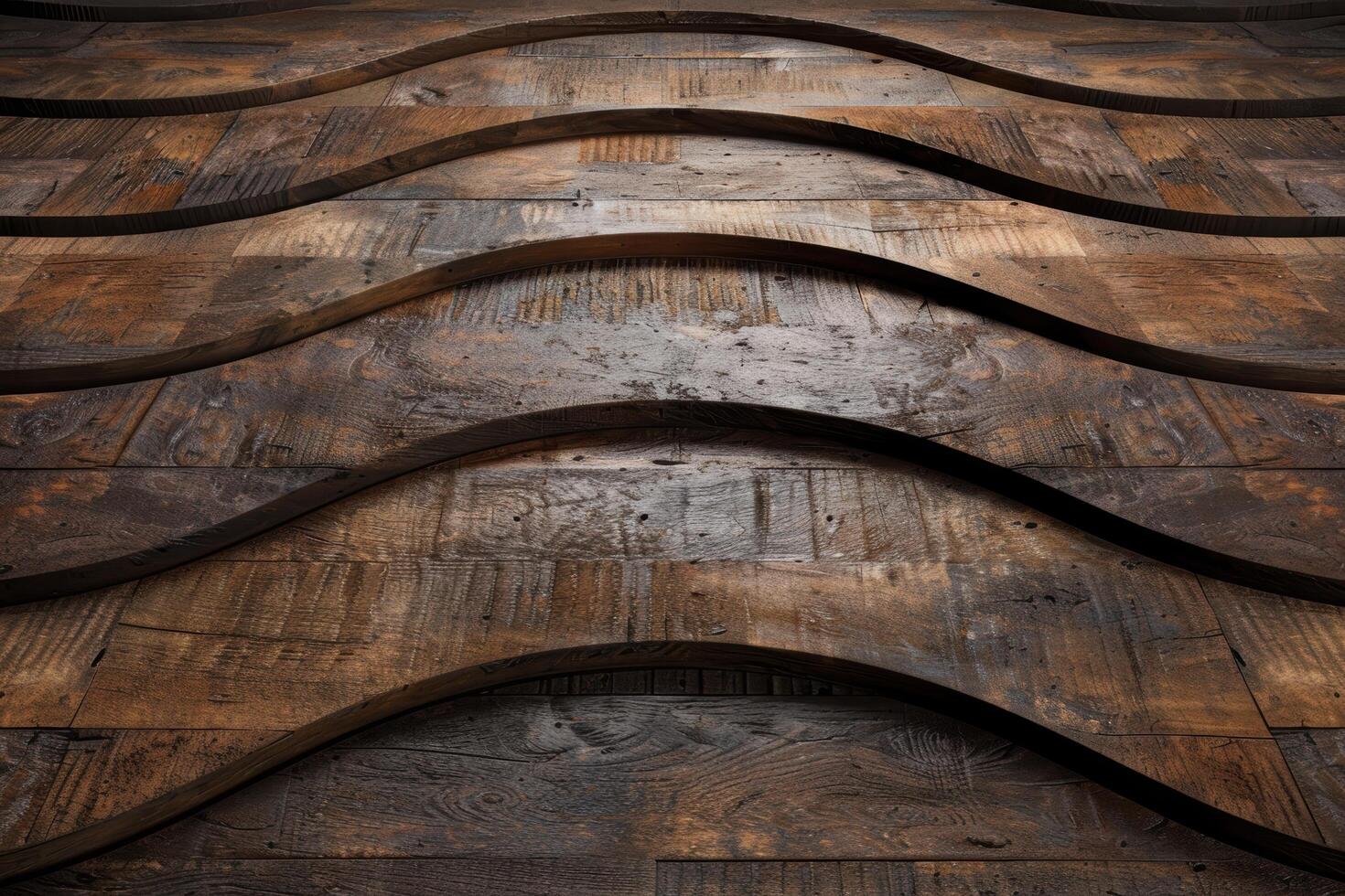 Rustic wooden planks with curved patterns photo