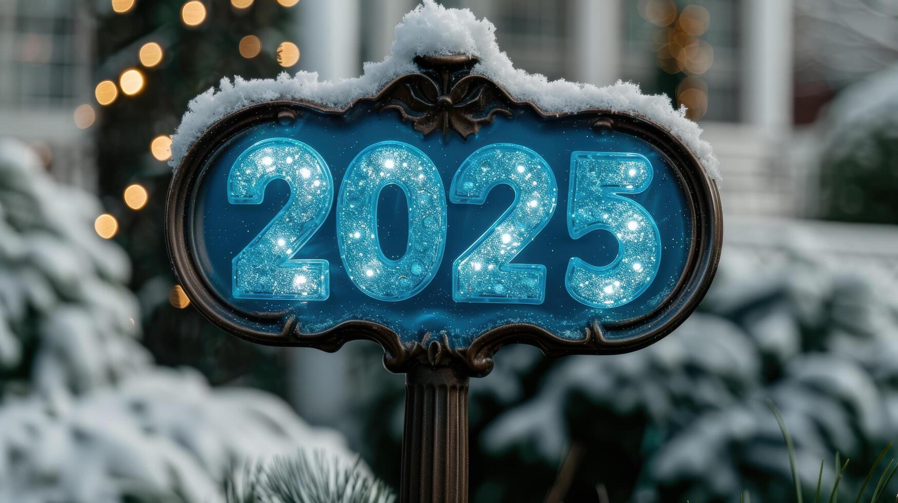 Sparkling new year 2025 sign in winter photo