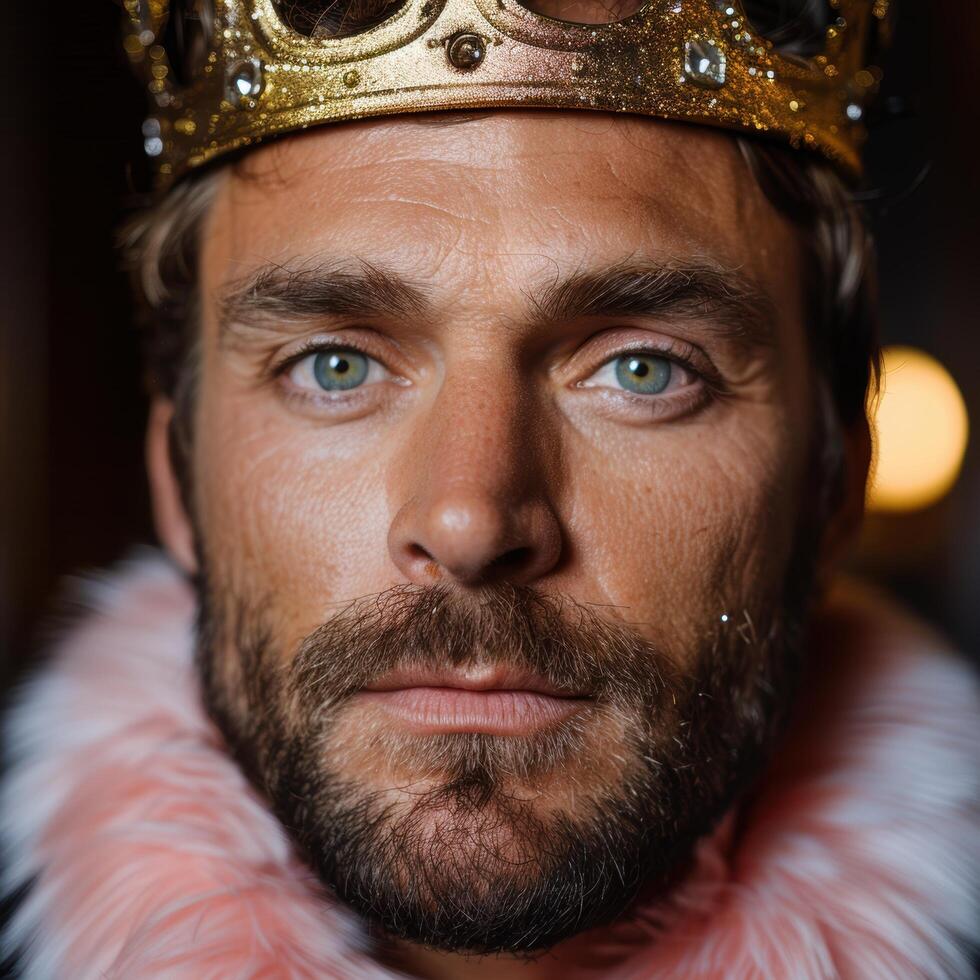 Regal and Mysterious Man in Golden Crown photo