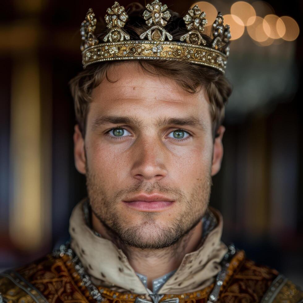 regal man wearing ornate crown photo