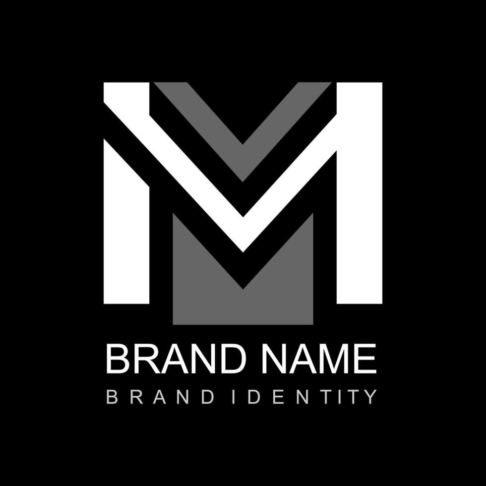 Logo design by forming the letter m elegant black and white monochrome vector
