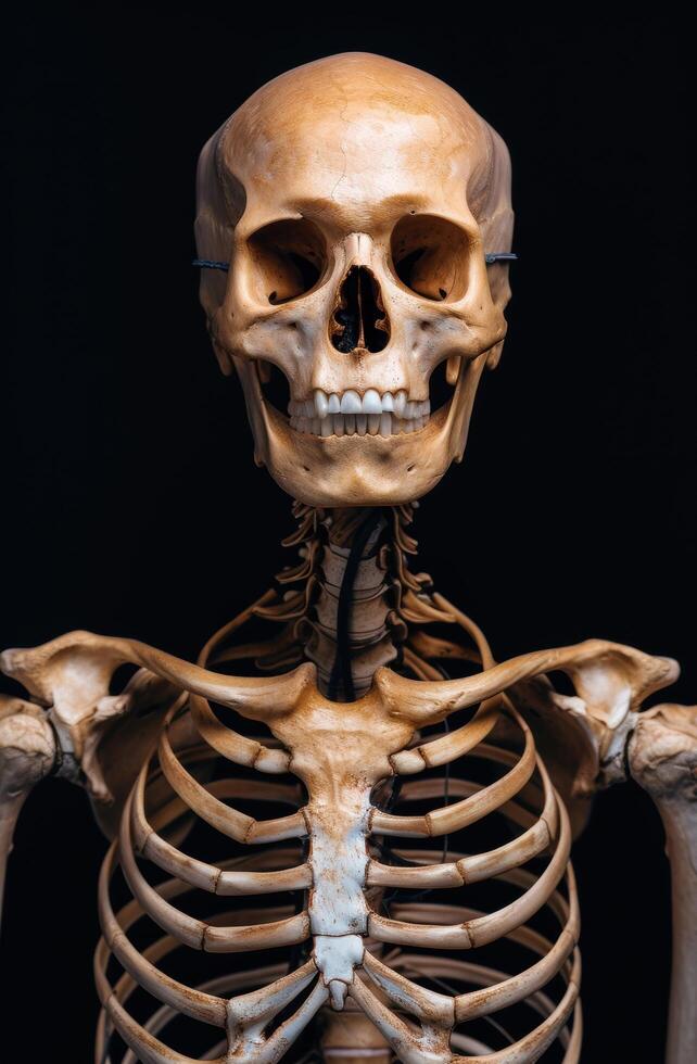 Detailed human skull and skeletal structure photo