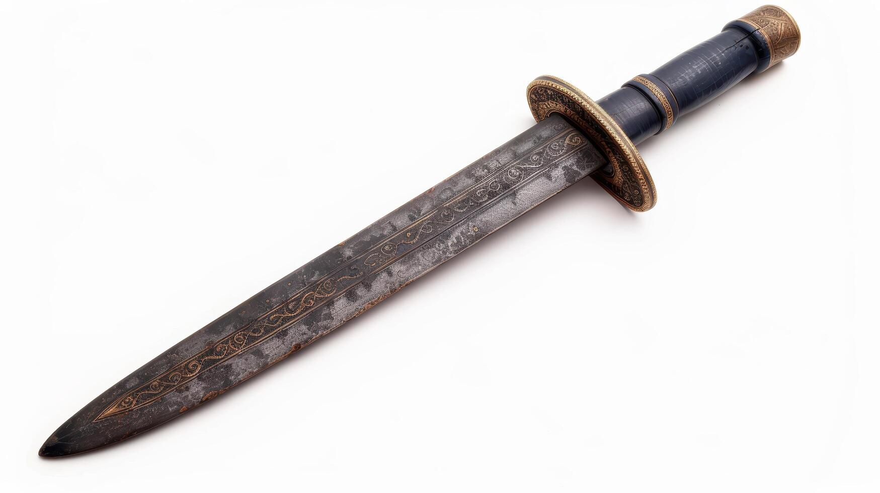 Ornate antique dagger with intricate metalwork photo