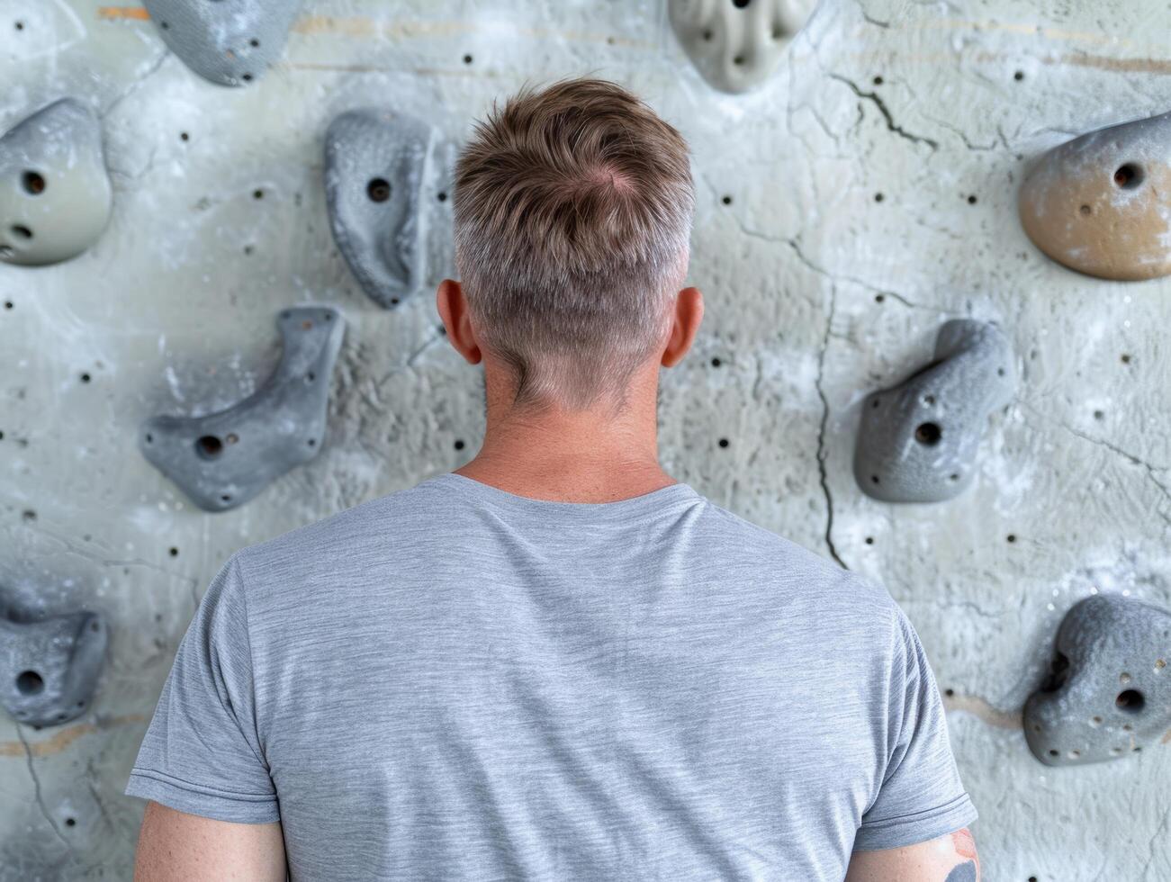 person climbing rock wall photo