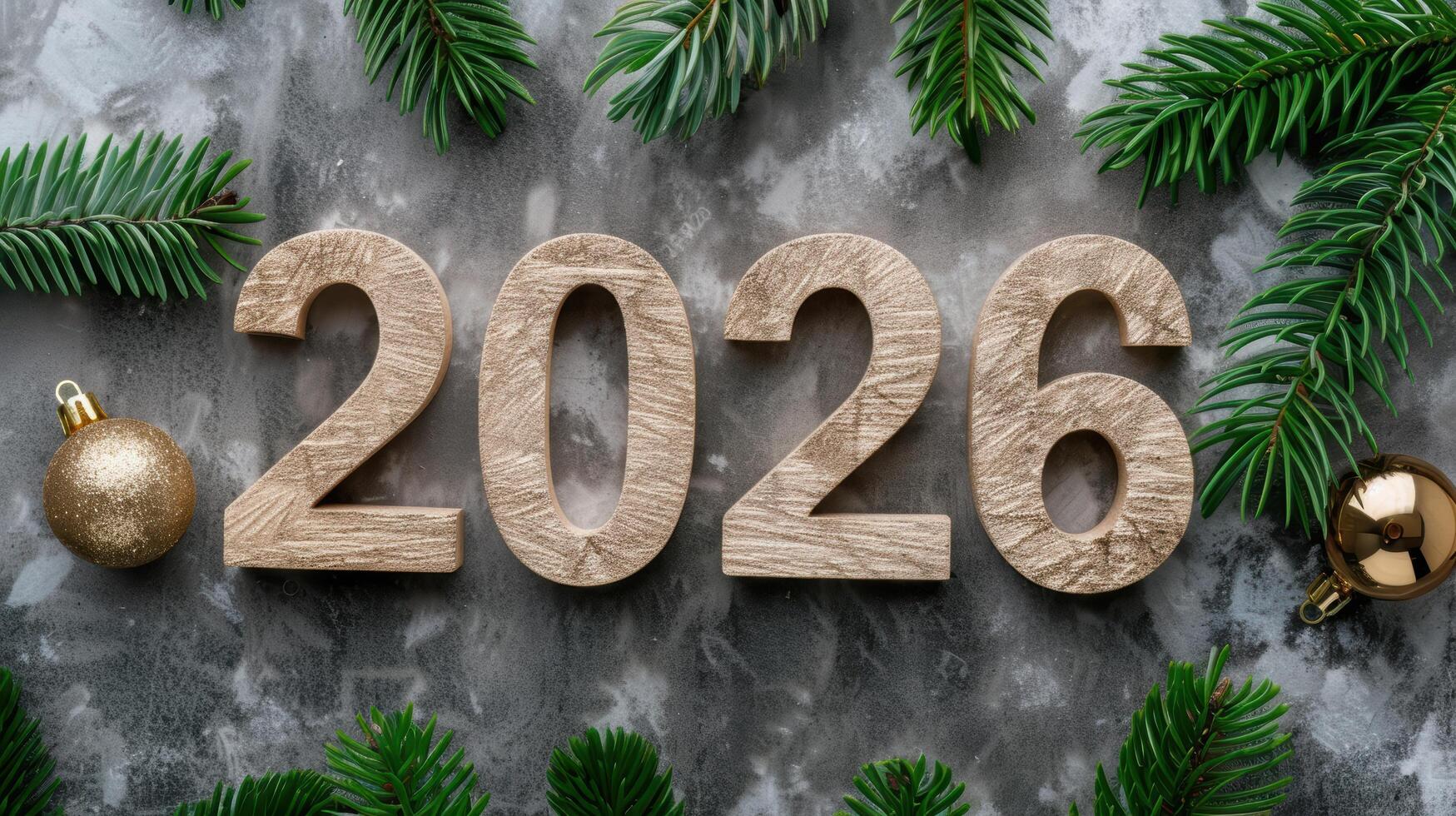 new year 2026 holiday background with pine branches photo