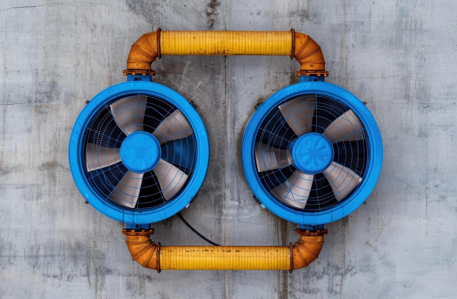 industrial ventilation fans on concrete wall photo