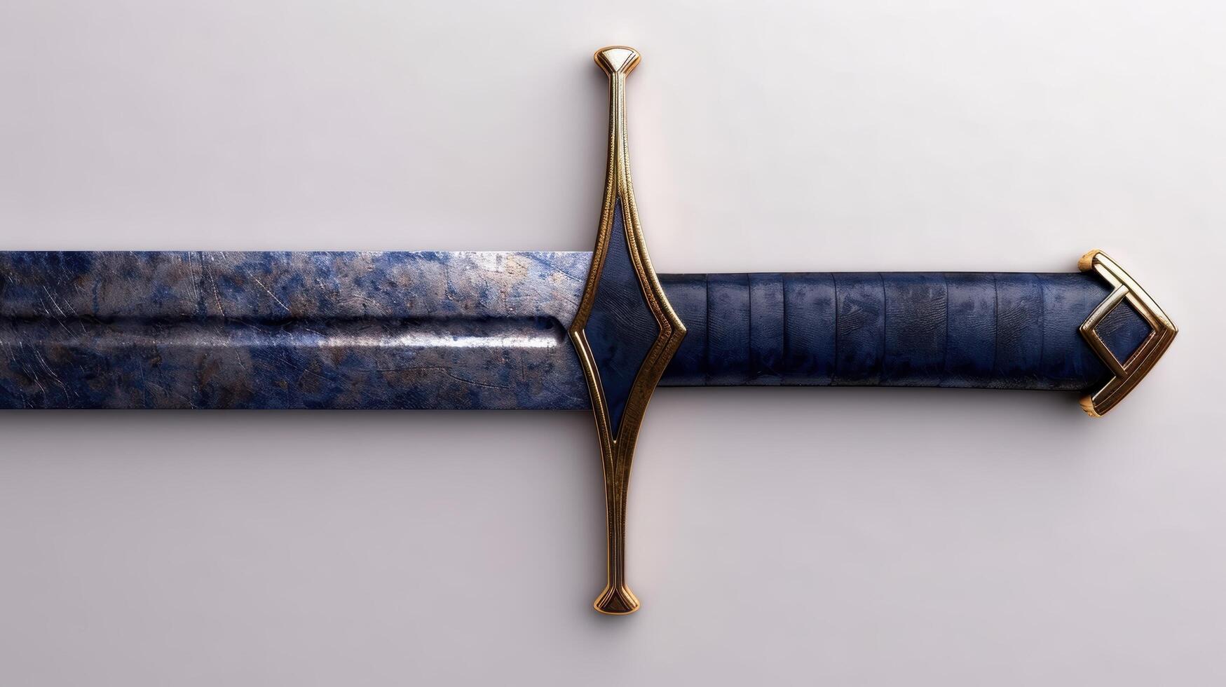 elegant medieval sword with golden hilt photo