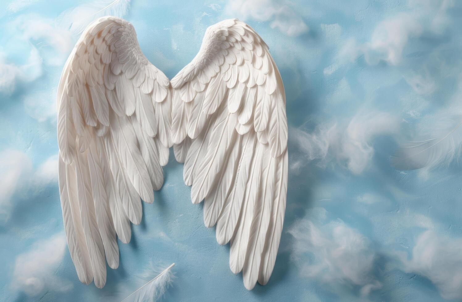 angelic wings floating in the sky photo