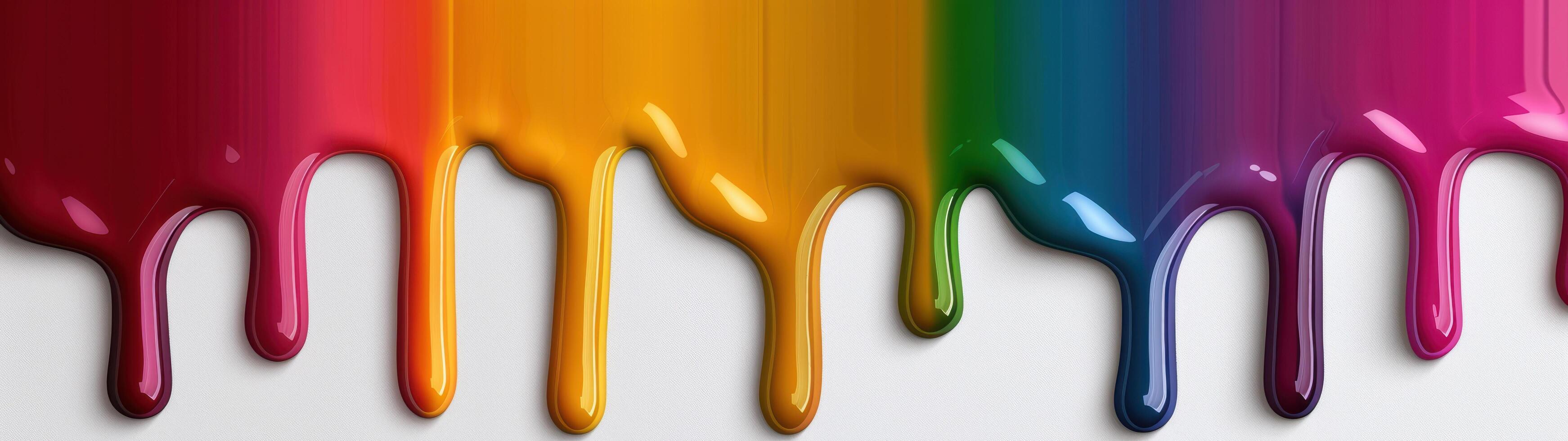 Colorful paint dripping down a surface photo