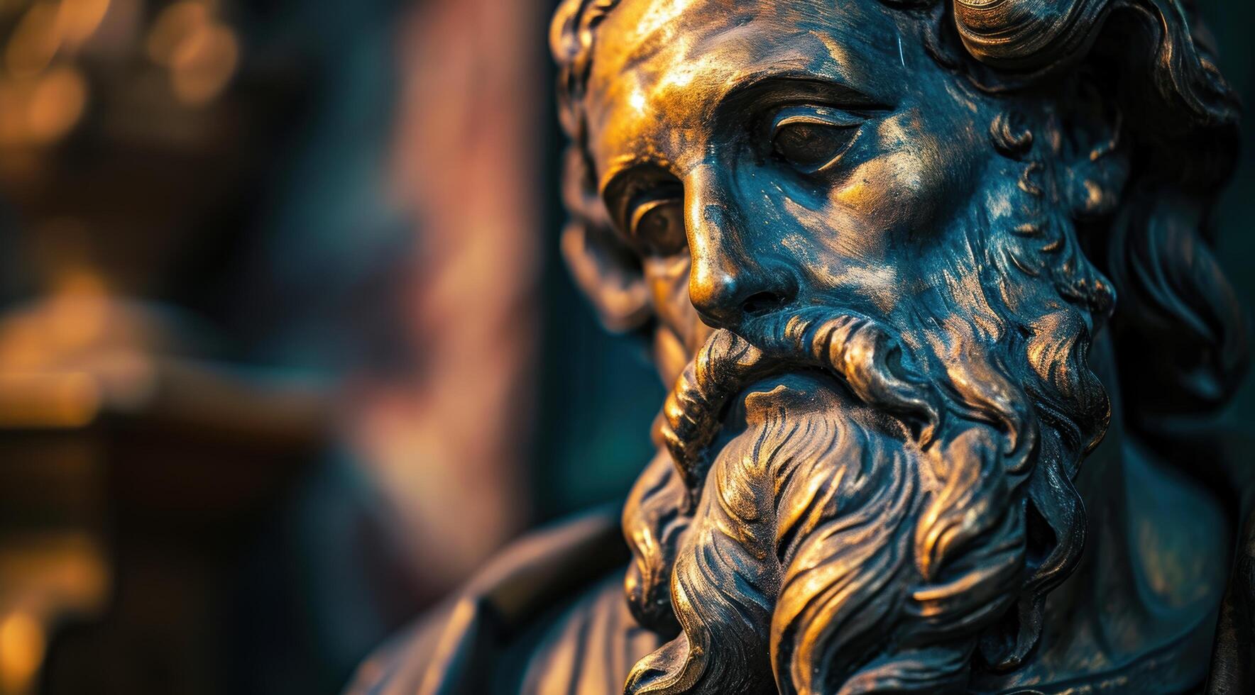 Detailed bronze statue of an ancient philosopher photo