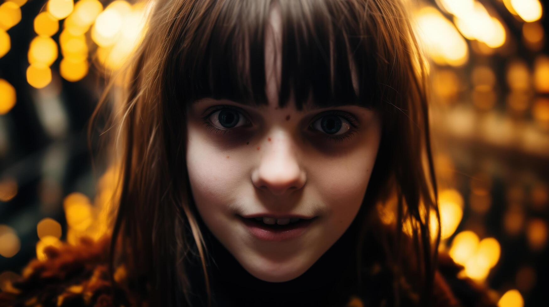 Mysterious young girl with intense gaze photo