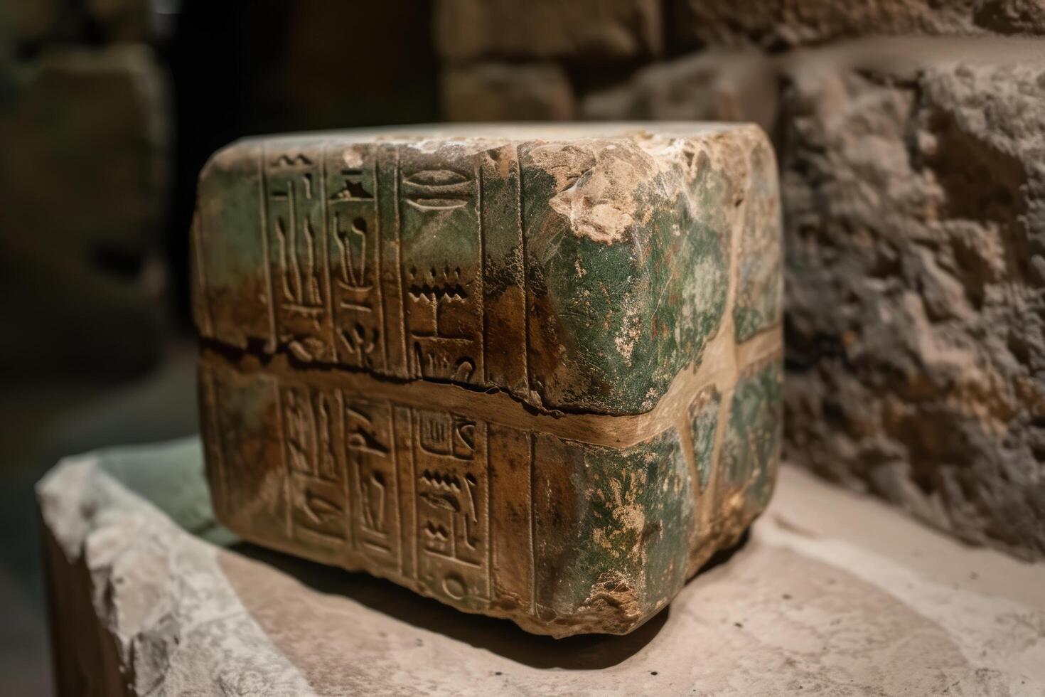 Ancient Egyptian hieroglyphic stone tablet photo