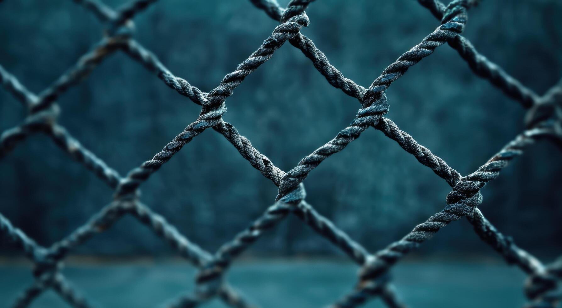 Intricate web of twisted ropes against a moody backdrop photo