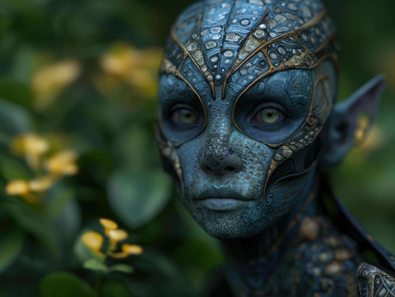 Mysterious alien creature in the forest photo