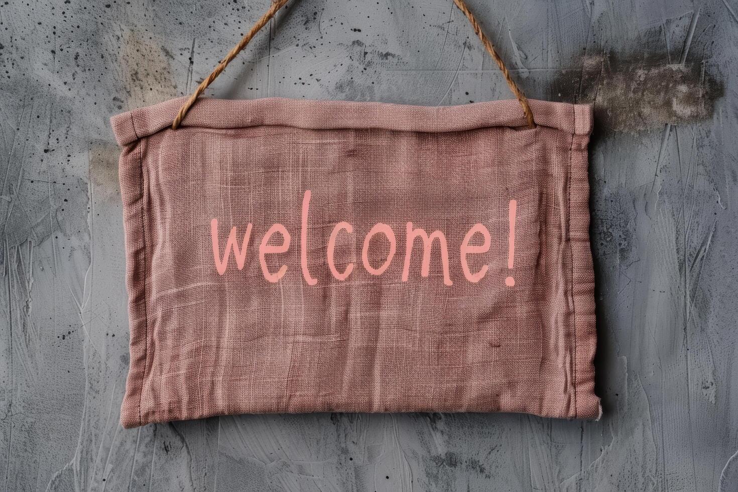 Welcoming sign on rustic background photo