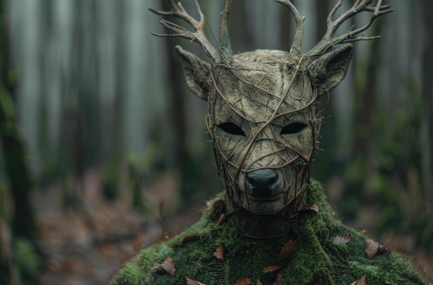Mysterious forest creature with antlers photo