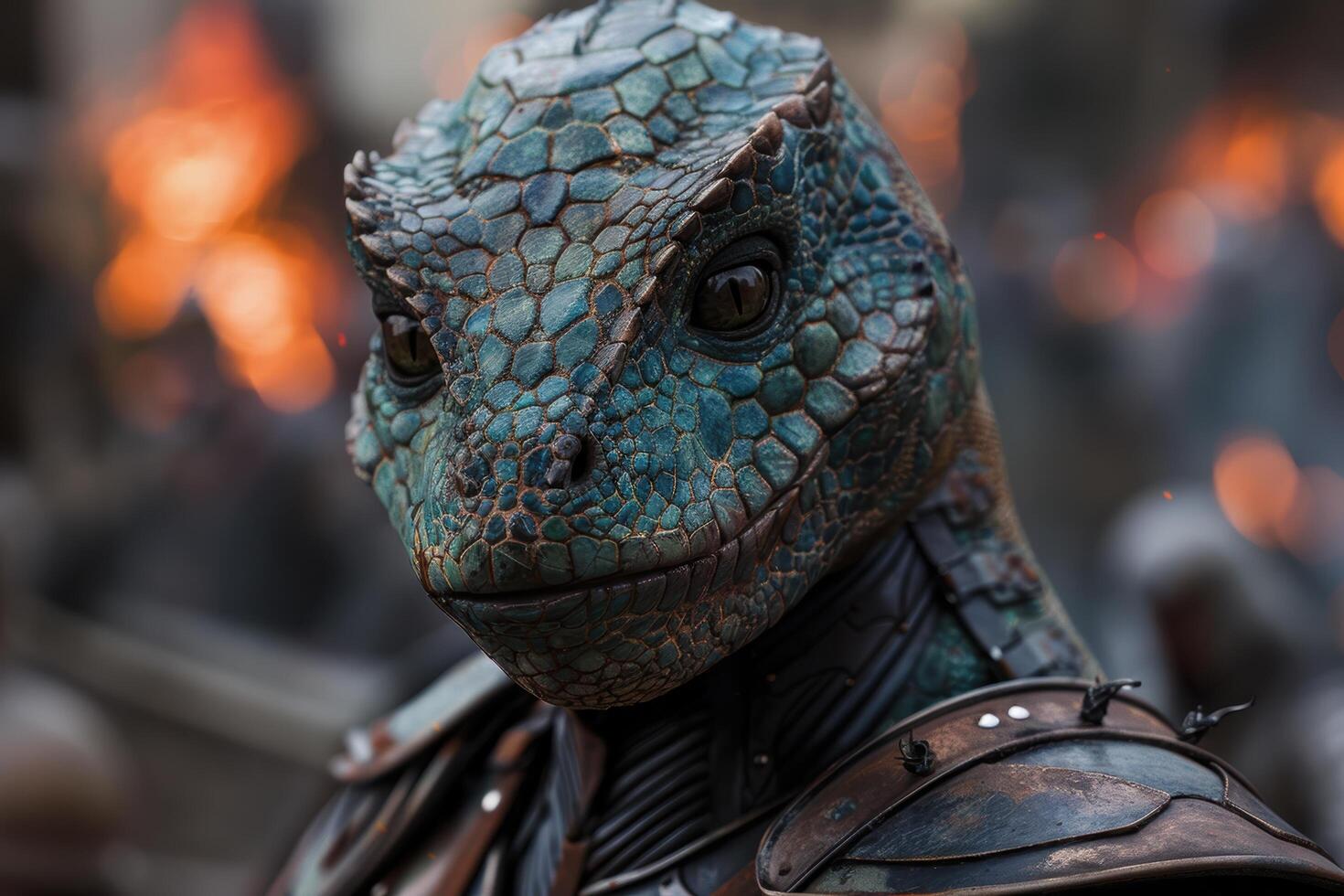 Close up of a colorful reptilian creature photo