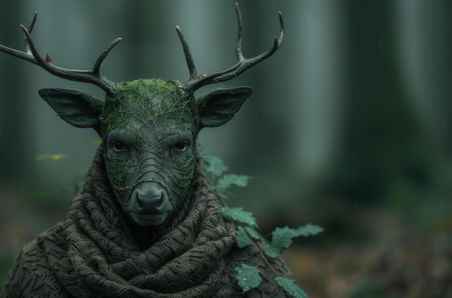 Mysterious forest creature with antlers photo