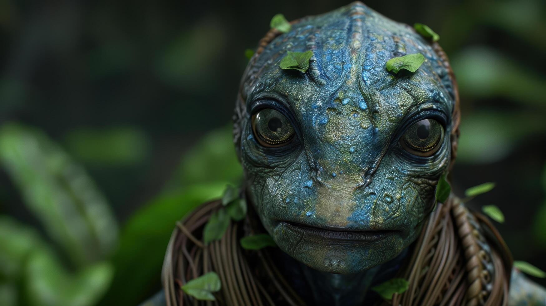 Close up of a colorful lizard with big eyes photo