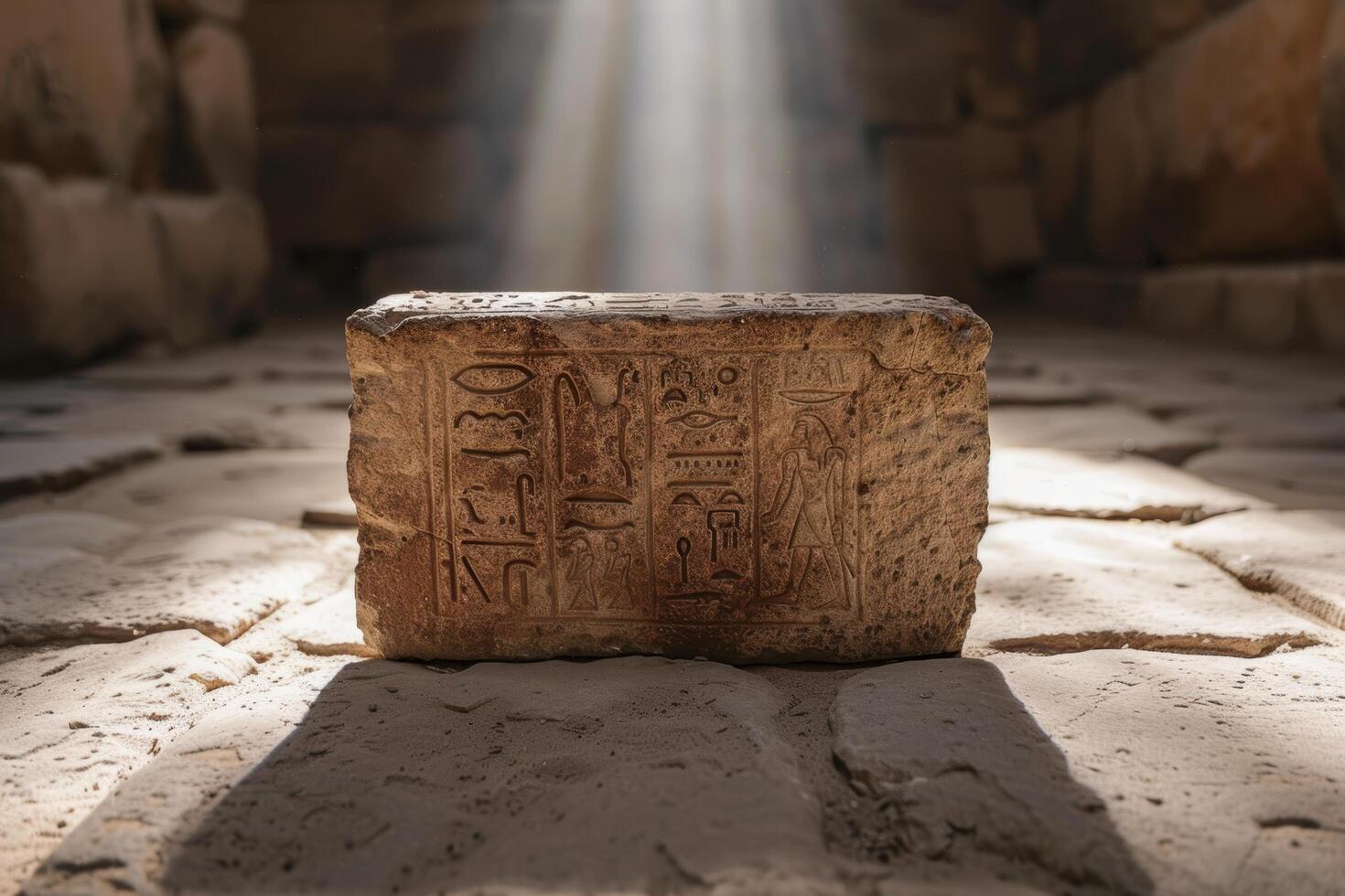 Ancient Egyptian hieroglyphic stone tablet photo