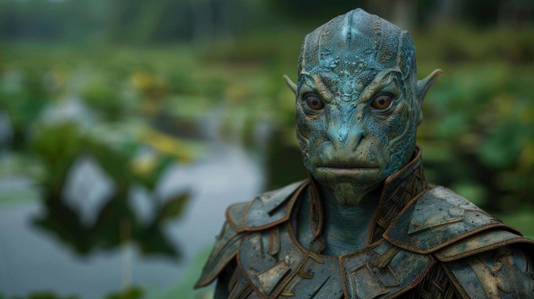 Alien creature in fantasy forest environment photo