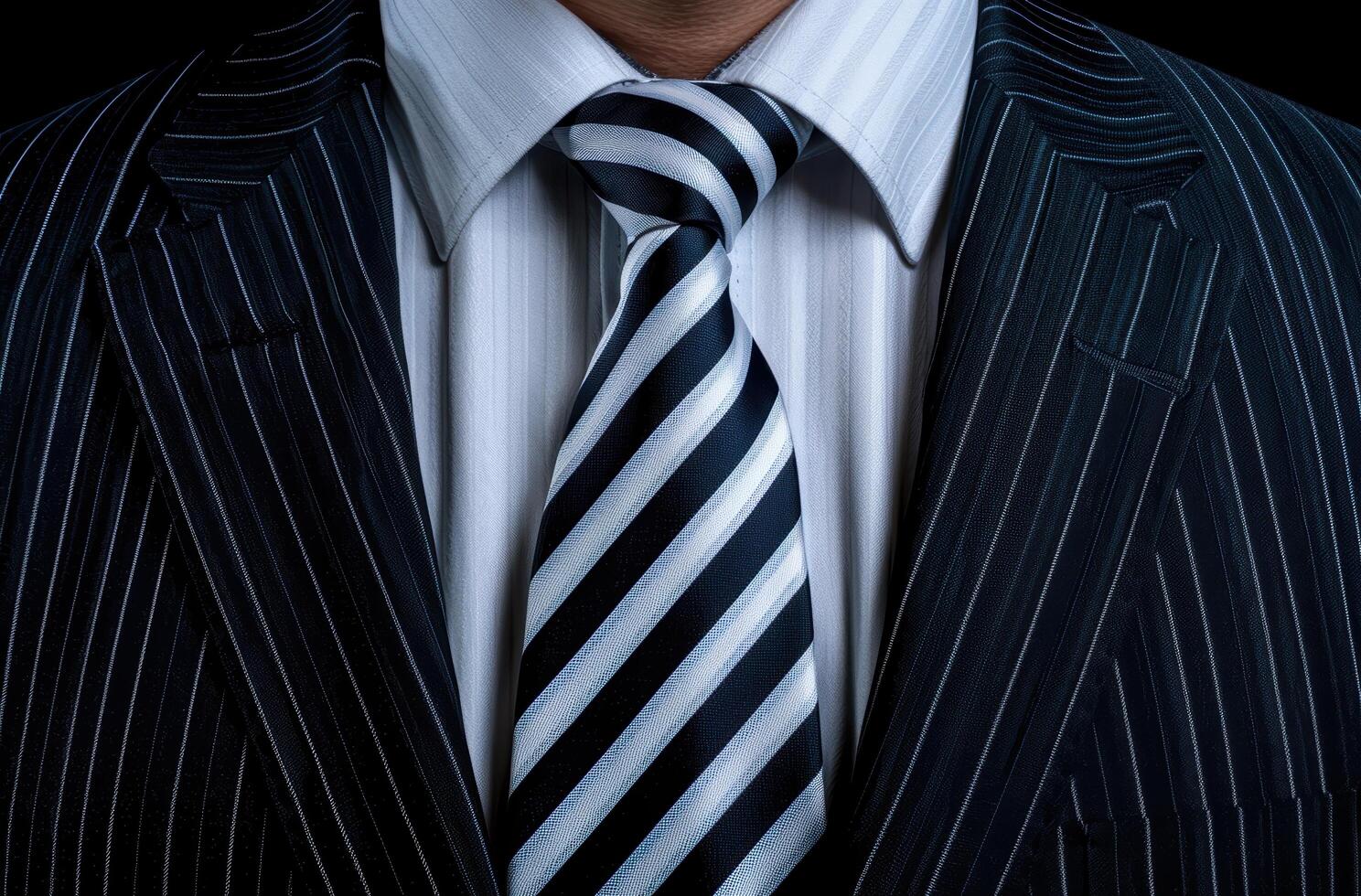 close up of a businessmans suit and tie photo
