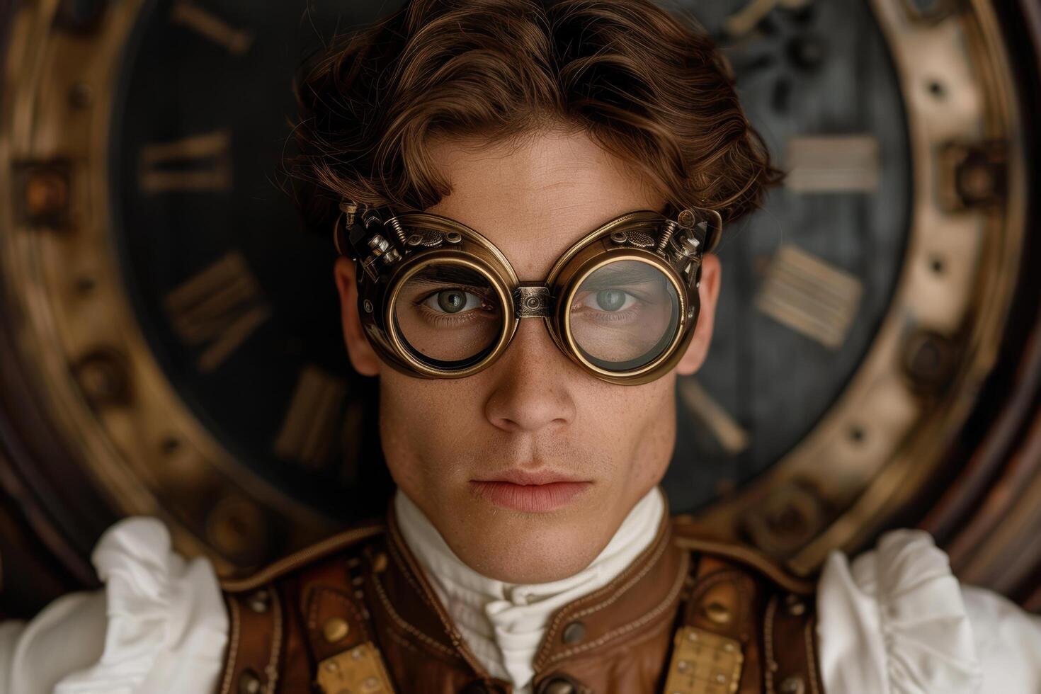 Steampunk portrait of a person with goggles photo