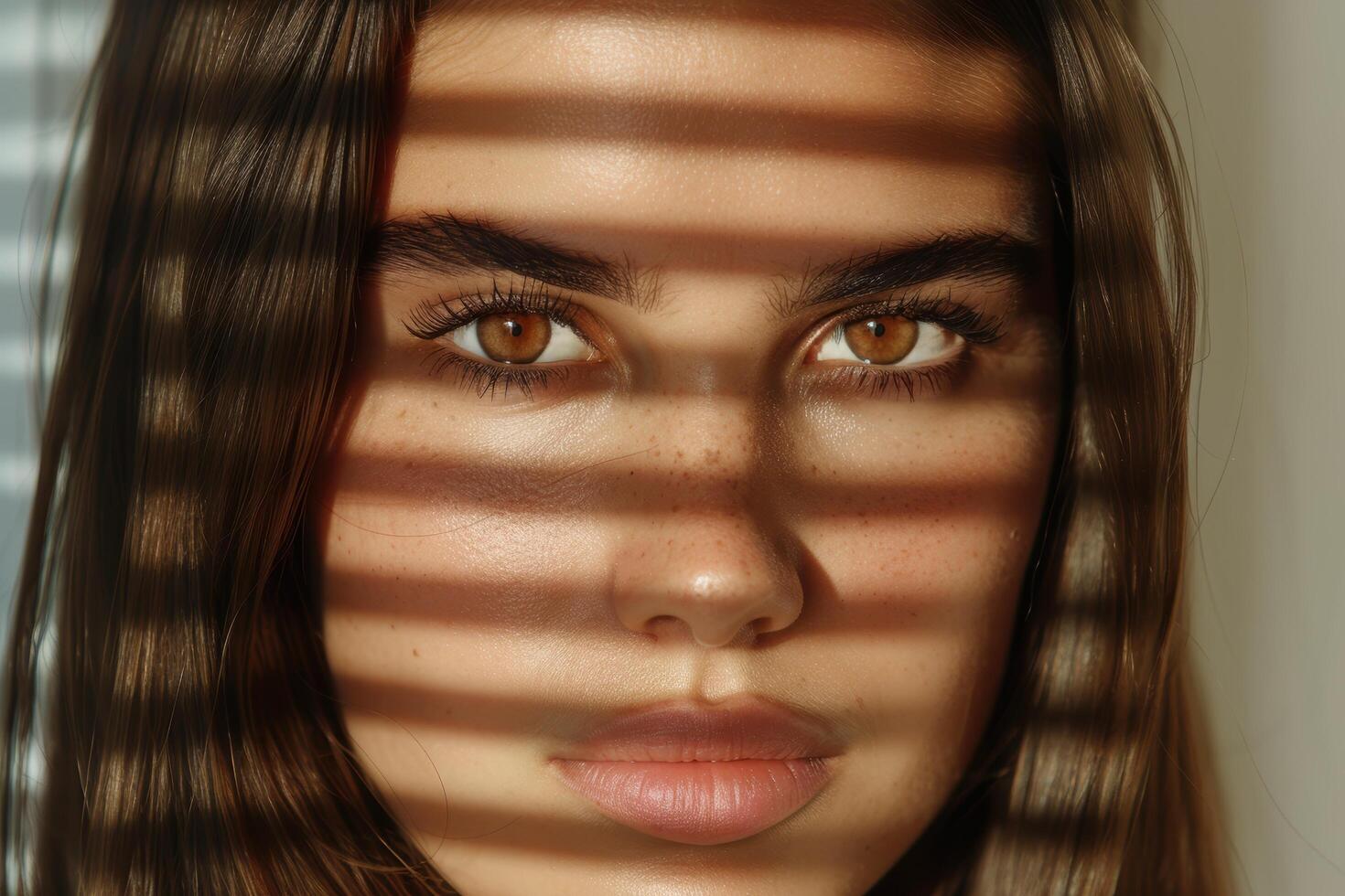 Intense gaze of a young woman photo