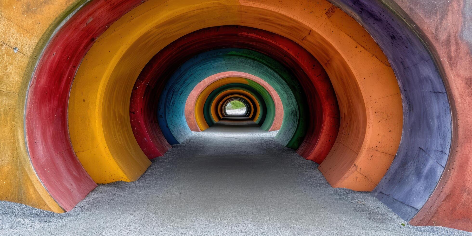 Colorful tunnel with arched passageways photo