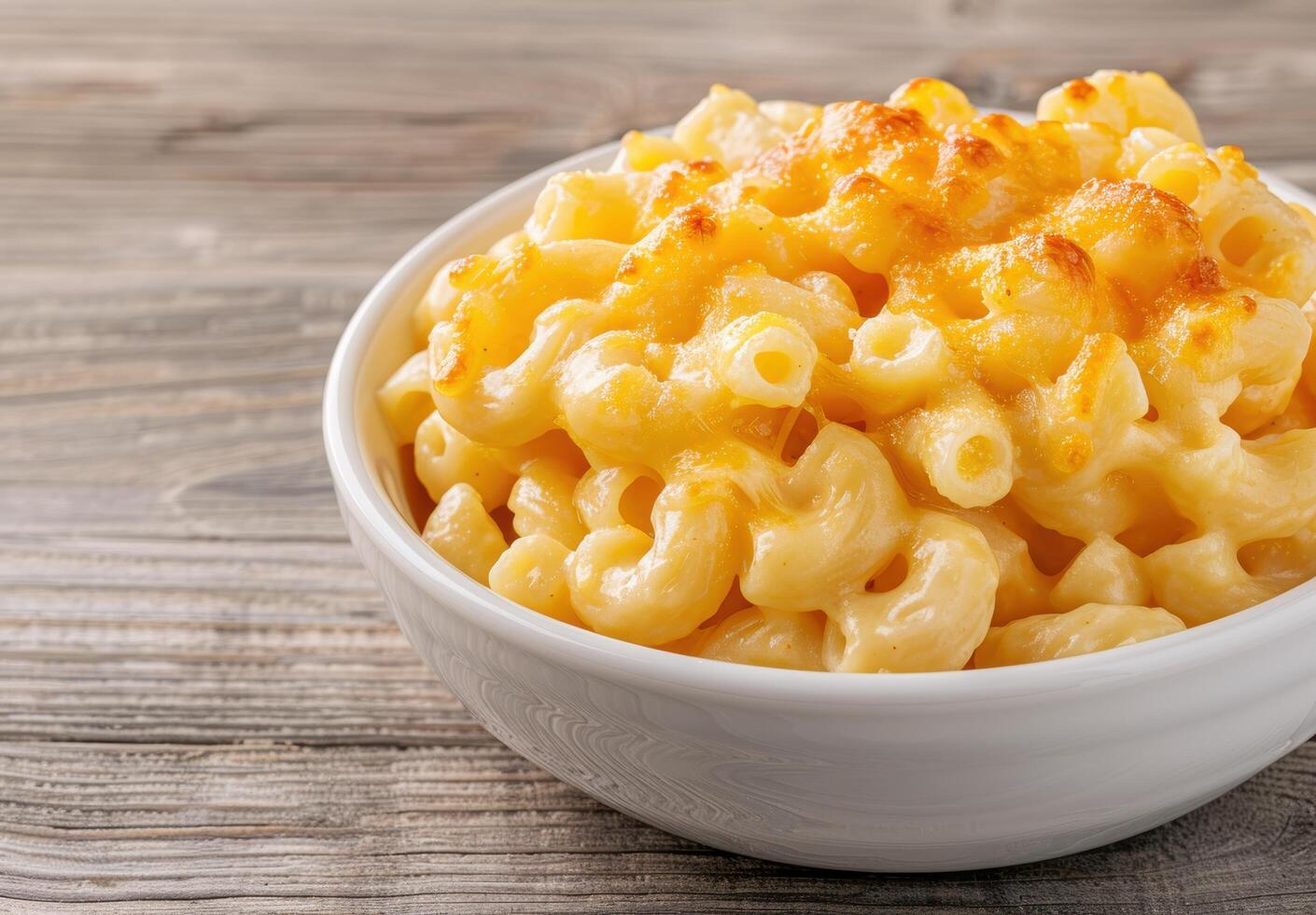 Delicious homemade mac and cheese in a white bowl photo