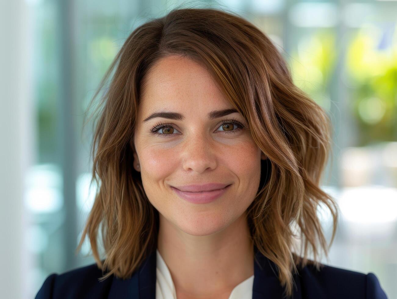 Confident business woman smiling at camera photo