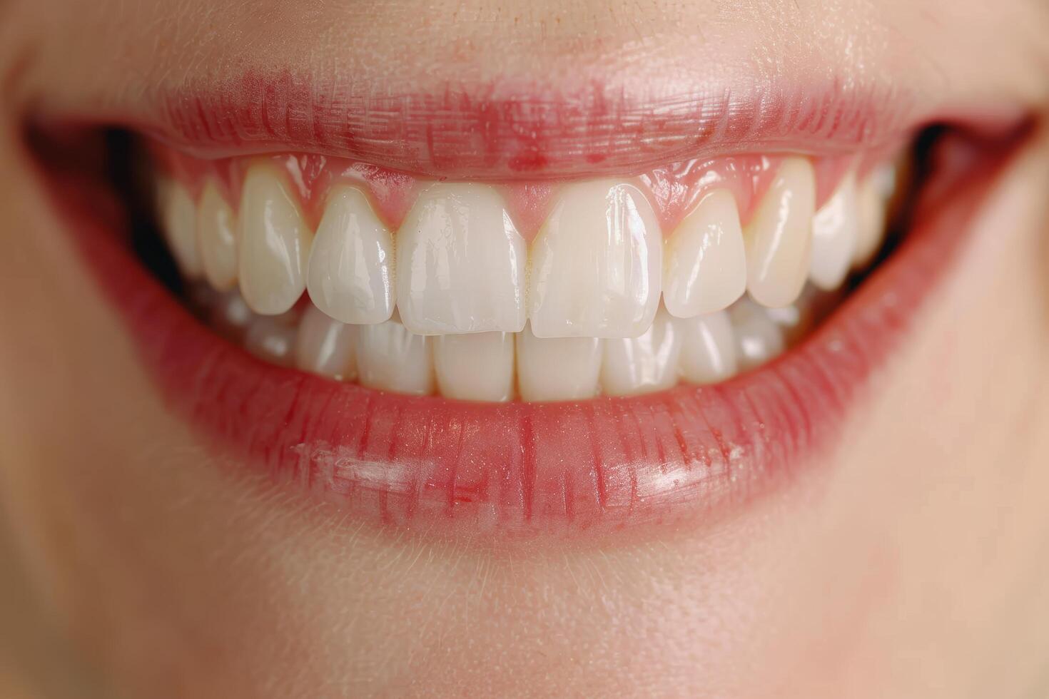 Close up of a healthy, bright smile with white teeth photo