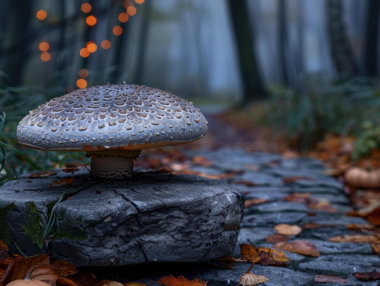 Magical mushroom in the forest photo